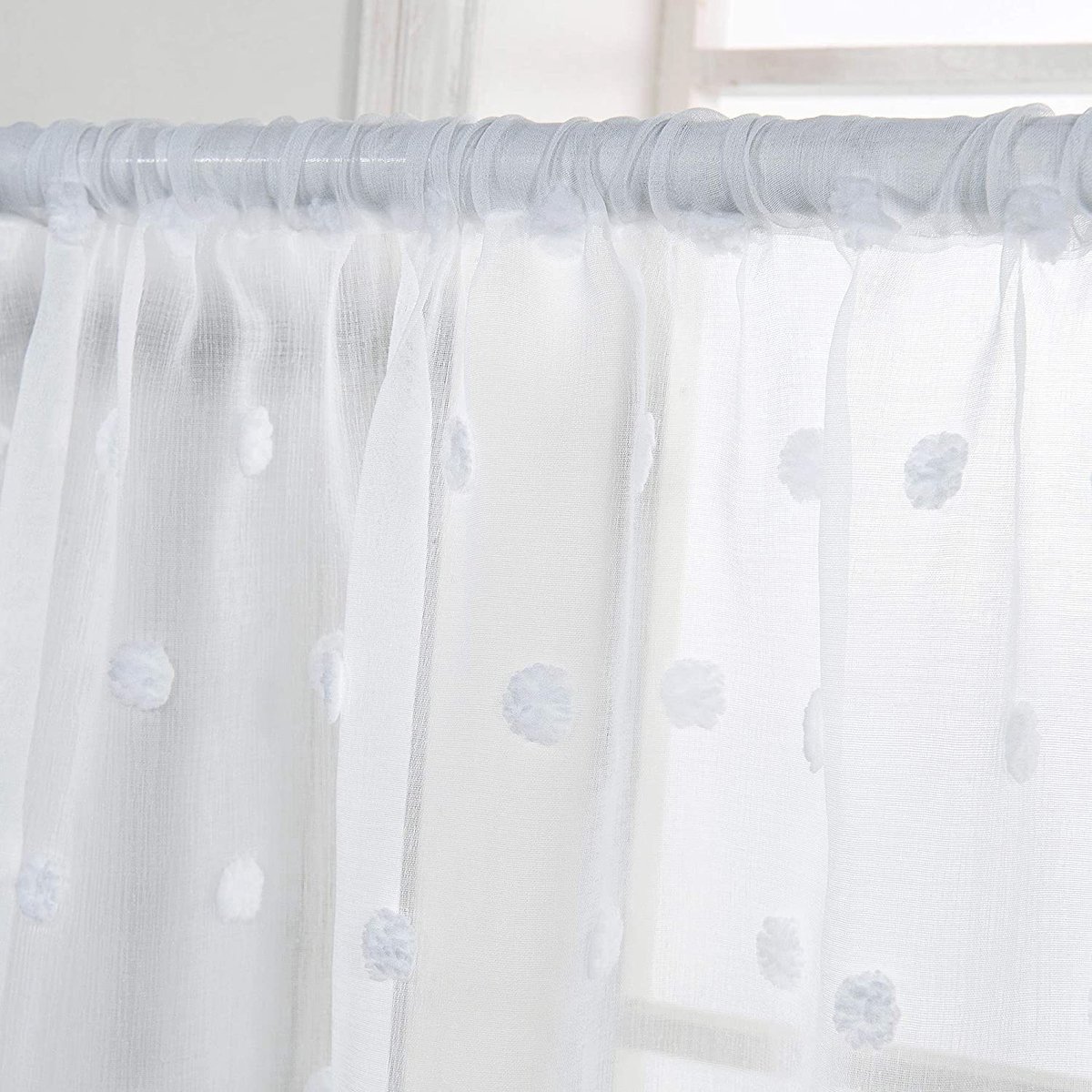 TOPICK Vitrage, linnenlook, bistrogordijn, effen, korte keukengordijnen, jacquardweefsel, lichtfiltering, gordijnen voor woonkamer, landhuis, klein raam, 65 x 115 cm, beige, set van 2