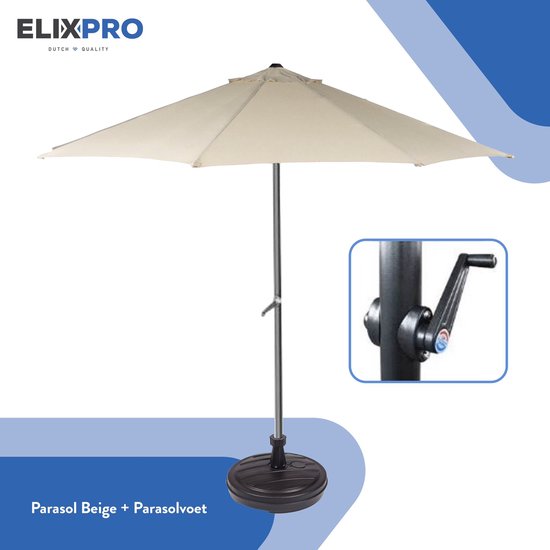 ElixPro - Parasol inclusief voetstuk - Premium Stokparasol - Beige - Ø 300  cm | bol.com