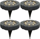Piquets de jardin solaires Lumineo - set 4x - pierre artificielle - gris pierre - 11 x 2 cm