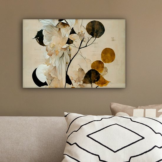 Canvas schilderij 30x20 cm - Wanddecoratie Bloemen - Bladeren - Boom - Pastel - Muurdecoratie woonkamer - Slaapkamer decoratie - Kamer accessoires - Schilderijen op canvas