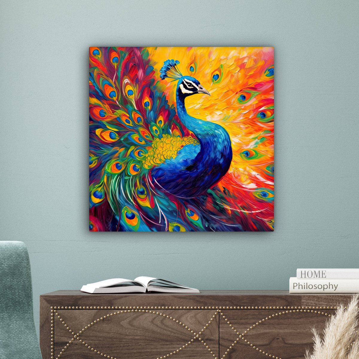 MuchoWow© Canvas Schilderij 120x80 cm Kamer Decoratie Woonkamer Slaapkamer Room Decor Wanddecoratie Wall Art Painting Konijn - Bloemen - Roze - Dieren