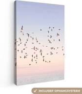 Canvas Schilderij Vogels - Zee - Lucht - Natuur - Zomer - 80x120 cm - Wanddecoratie