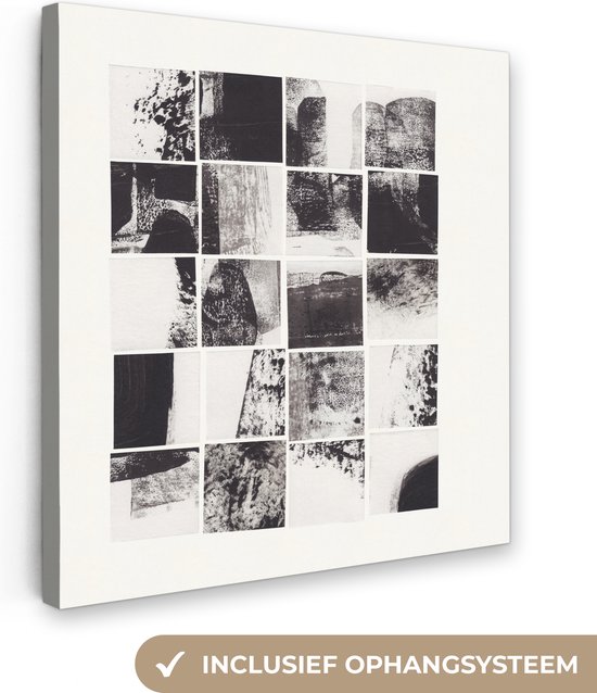 Tableau Canvas Mosaïque - Abstrait - Zwart - Wit - 20x20 cm - Décoration murale