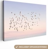 Canvas Schilderij Vogels - Zee - Lucht - Natuur - Zomer - 120x80 cm - Wanddecoratie