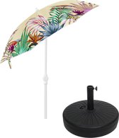 Bol.com Gele Parasol met Bladeren 180 cm met Bijbehorende Parasolvoet aanbieding