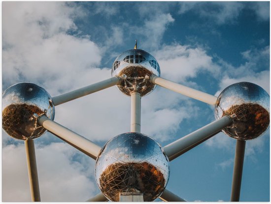 Poster Glanzend – Atomium in Brussel, België - 80x60 cm Foto op Posterpapier met Glanzende Afwerking