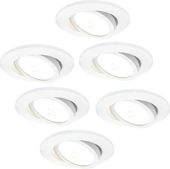 Ledvion Set van 6 LED Inbouwspot, Wit, 7W, IP65, CCT, COB, Ø90mm, Dimbaar, Badkamer Inbouwspot, Plafond Inbouwspot, Dimbare LED Lamp, 5 Jaar Garantie