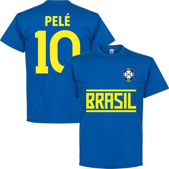 Brazilië Pelé 10 Team T-shirt - Blauw - XXL