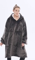 Rameli Hoodie deken - One size - Fleece deken - Superzacht en Warm - Extra Lang - grijs