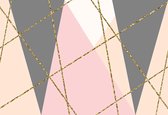 Fotobehang - Vlies Behang - Driehoeken en Gouden Lijnen - 152,5 x 104 cm