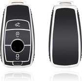 Autosleutel hoesje - TPU Sleutelhoesje - Sleutelcover - Autosleutelhoes - Geschikt voor Mercedes- zwart - B3 - Auto Sleutel Accessoires gadgets - Kado Cadeau man - vrouw