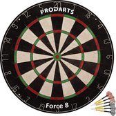 Dartbord Steeldart Force 8 - dartset met dartaccessoires: dartbord, stalen dartpijlen, dartvluchten, regelboekje & bouwpakket