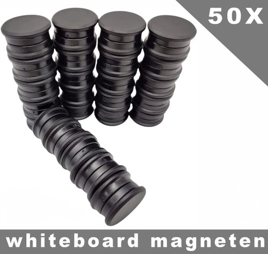 50 stuks sterke whiteboard magneten zwart set voor professioneel gebruik, Deze memo magneetjes zijn rond - Lowbudget tools