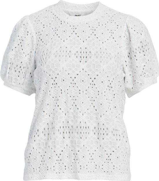 Object Objfeodora S/s Top Tops & T-shirts Dames - Shirt - Wit - Maat M