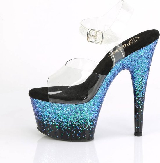 Pleaser Ankle Strap Sandal, Pole Dance Shoes -42 Shoes- ADORE-708SS US 12 Rose/ Zwart