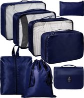 ForDig 8-Delige Packing Cubes (Blauw) - Koffer Organizer Set - Bagage Organizers - Compression Cube Tassen - Travel Backpack Kleding Zakken