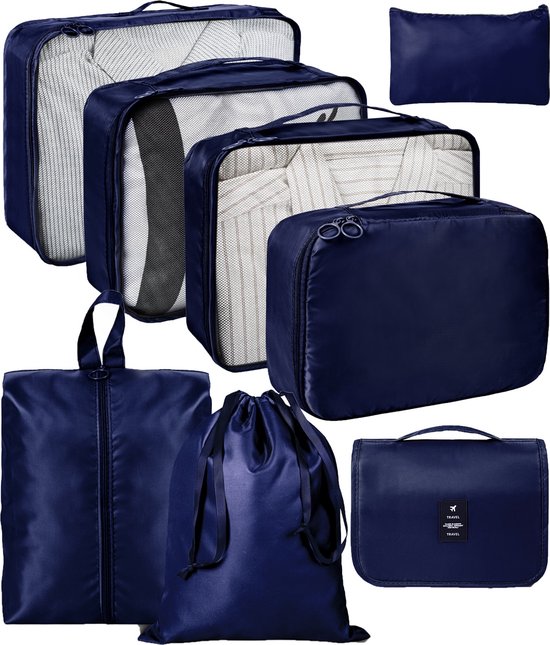 ForDig Packing Cubes 8 delig – Koffer Organizer Set – Bagage Organizers - Blauw