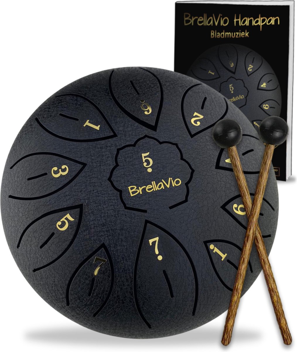 BrellaVio Lotus Tongue Drum avec livre d'enseignement - 16 cm - Handpan -  Tambour de