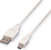 VALUE USB 2.0 kabel, type A - 5-Pin Mini, Typ A 5 Pin Mini , wit, 3 m