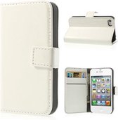 GadgetBay iPhone 4 4s Bookcase Portemonnee hoesje lederen wallet case - Wit
