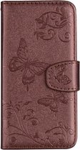 GadgetBay Vlinder Bloemen patroon Leren Wallet Bookcase iPhone XR hoesje - Pasjes Spiegel Bruin