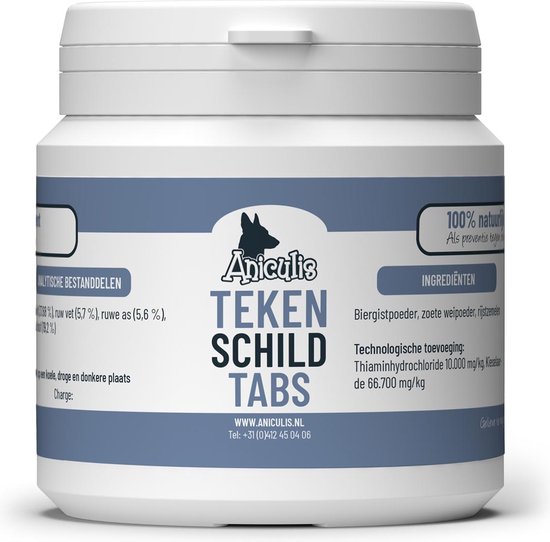 Aniculis - Tekenschild Tabs voor Honden - Natuurlijk tegen Teken, Vlooien en Mijten - Activeert het huidmetabolisme voor preventieve maatregelen tegen Teken - 60 tabletten