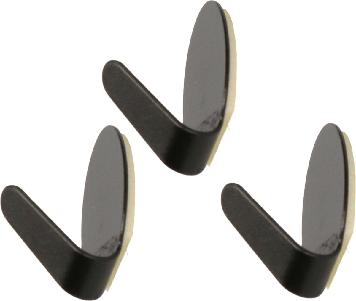 Excellent houseware - Zelfklevende rvs haakjes - zwart - set 18x