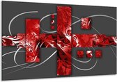 Glasschilderij Art - Rood, Grijs - 120x70cm 1Luik - Foto Op Glas - Geen Acrylglas Schilderij - GroepArt 6000+ Glasschilderijen Art Collectie - Wanddecoratie - Woonkamer - Slaapkamer