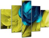 Peinture sur verre tulipe | Bleu, noir, vert | 100x70cm 5Liège | Tirage photo sur verre |  F003755