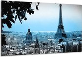 Schilderij Op Canvas Parijs, Eiffeltoren - Grijs, Blauw - 120x70cm 1Luik - Foto Op Canvas - GroepArt 6000+ Schilderijen 0p Canvas Art Collectie - Wanddecoratie - Woonkamer - Slaapkamer - Canvas Print