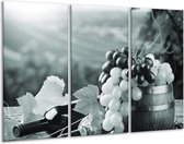 Glasschilderij Druiven, Keuken - Grijs, Groen - 120x80cm 3Luik - Foto Op Glas - Geen Acrylglas Schilderij - GroepArt 6000+ Glas Art Collectie - Maatwerk Mogelijk