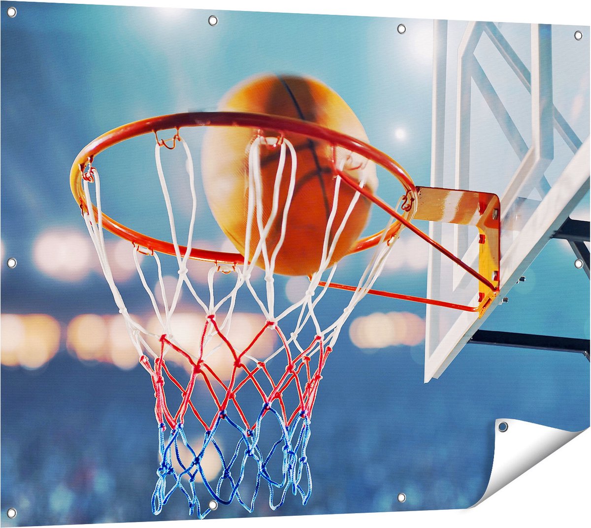 Gards Tuinposter Basketbal in Ring - Hoepel - Bord - 120x90 cm - Tuindoek - Tuindecoratie - Wanddecoratie buiten - Tuinschilderij Multikleur