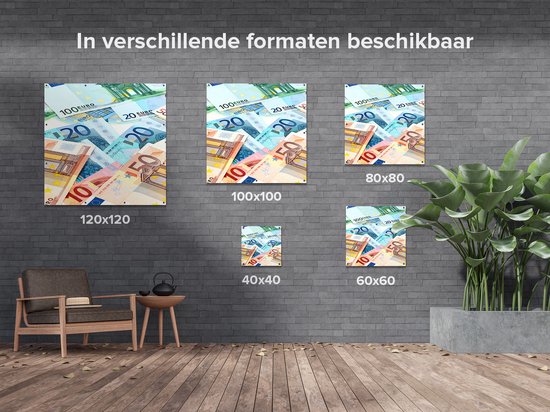 Gards Affiche de Jardin Billets Euro - Billets - 100x100 cm - Toile de Jardin - Décoration de jardin - Décoration murale Extérieure - Tableau Jardin