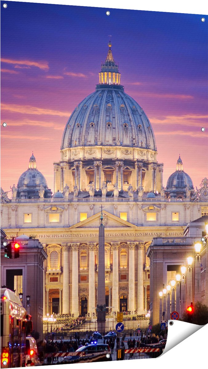 Gards Tuinposter Sint Pietersbasiliek in Rome, Itali� - 100x150 cm - Tuindoek - Tuindecoratie - Wanddecoratie buiten - Tuinschilderij Multikleur