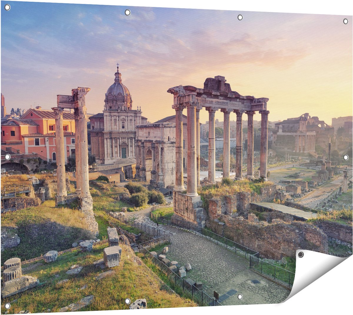 Gards Tuinposter Romeins Architectuur in Rome, Itali� - 120x90 cm - Tuindoek - Tuindecoratie - Wanddecoratie buiten - Tuinschilderij Multikleur