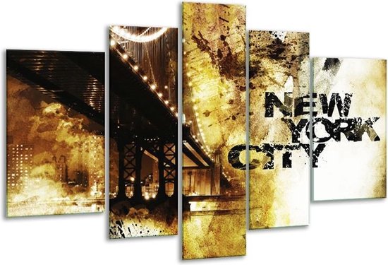 Peinture sur verre New York, Moderne | Marron, noir, jaune | 170x100cm 5 Liège | Tirage photo sur verre |  F007521