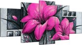 Peinture peinte à la main Fleurs | Rose, gris | 150x70cm 5Liège