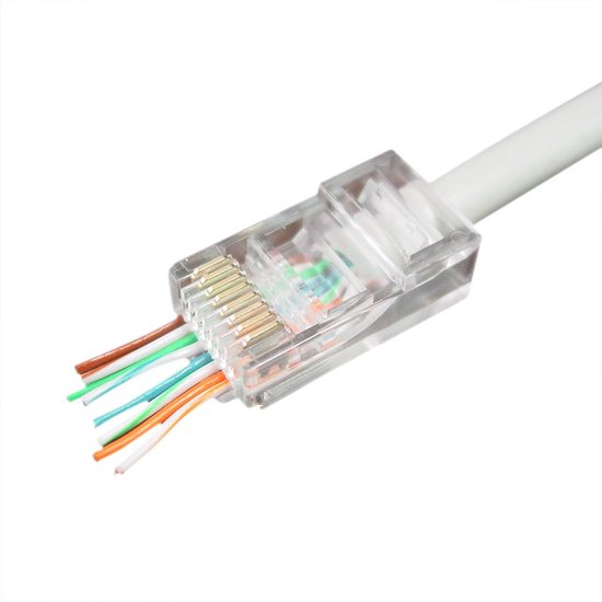 RJ45 krimp connectoren (UTP) met doorsteekmontage voor CAT6 netwerkkabel (vast/flexibel) - 10 stuks