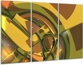 GroepArt - Schilderij -  Abstract - Groen, Bruin, Wit - 120x80cm 3Luik - 6000+ Schilderijen 0p Canvas Art Collectie