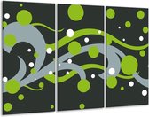 GroepArt - Schilderij -  Art - Groen, Grijs - 120x80cm 3Luik - 6000+ Schilderijen 0p Canvas Art Collectie