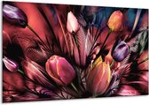 Glasschilderij Tulpen - Roze, Paars - 120x70cm 1Luik - Foto Op Glas - Geen Acrylglas Schilderij - GroepArt 6000+ Glasschilderijen Art Collectie - Wanddecoratie - Woonkamer - Slaapkamer