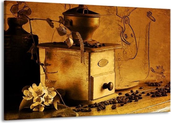 Peinture sur toile Café | Marron, jaune | 140x90cm 1 Liège