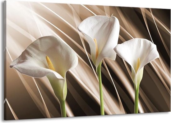 Peinture sur toile Fleur | Marron, blanc, vert | 140x90cm 1 Liège