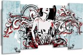Peinture sur toile Popart | Noir, rouge, blanc | 150x80cm 5Liège