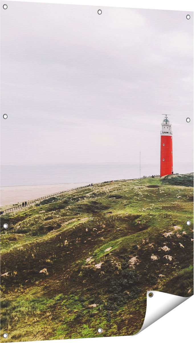 Gards Tuinposter Vuurtoren Texel - 80x120 cm - Tuindoek - Tuindecoratie - Wanddecoratie buiten - Tuinschilderij Multikleur