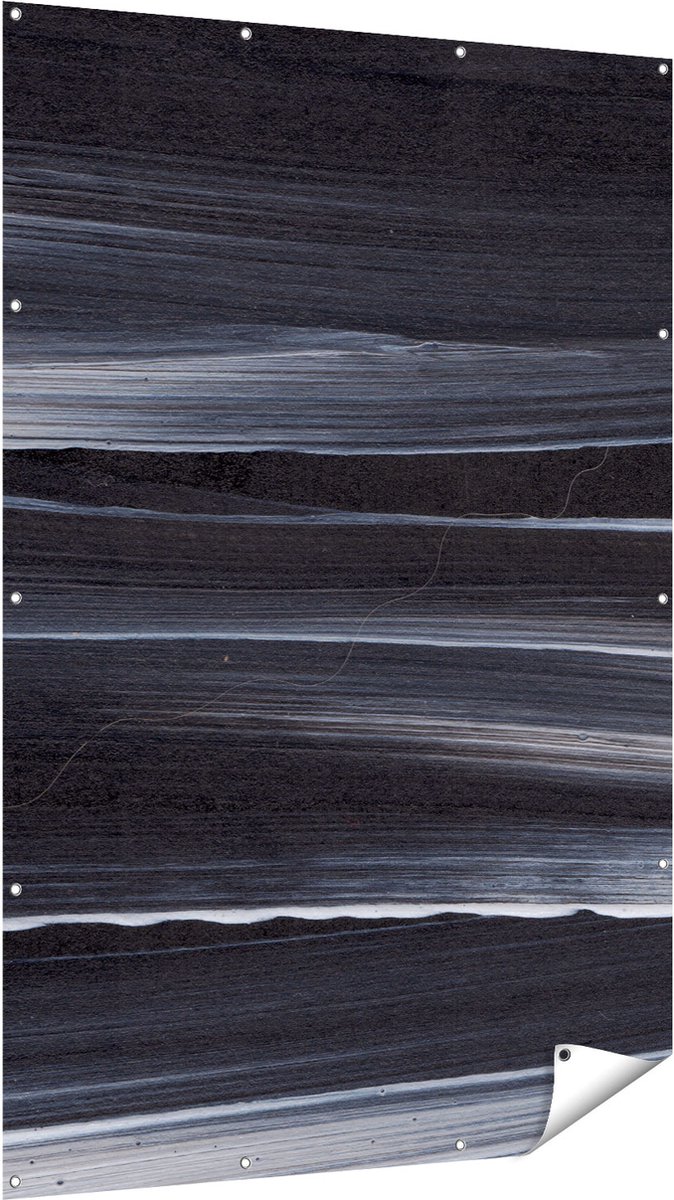 Gards Tuinposter Abstracte Kunst - Zwart met Witte Lijnen - 120x180 cm - Tuindoek - Tuindecoratie - Wanddecoratie buiten - Tuinschilderij Multikleur