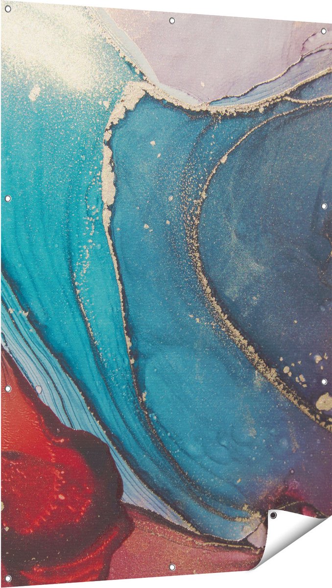 Gards Tuinposter Abstracte Luxe Kunst - 100x150 cm - Tuindoek - Tuindecoratie - Wanddecoratie buiten - Tuinschilderij Multikleur