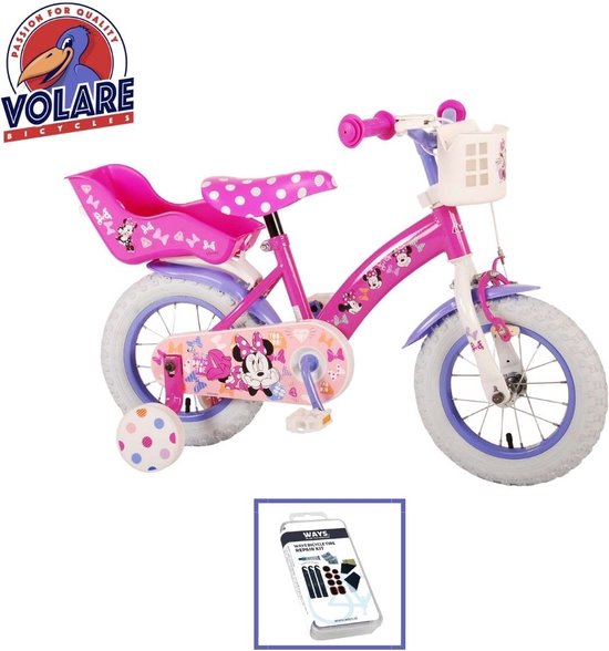 Vélo pour enfants Volare Minnie Mouse - 12 pouces - Rose - Kit de  réparation de pneus... | bol.com