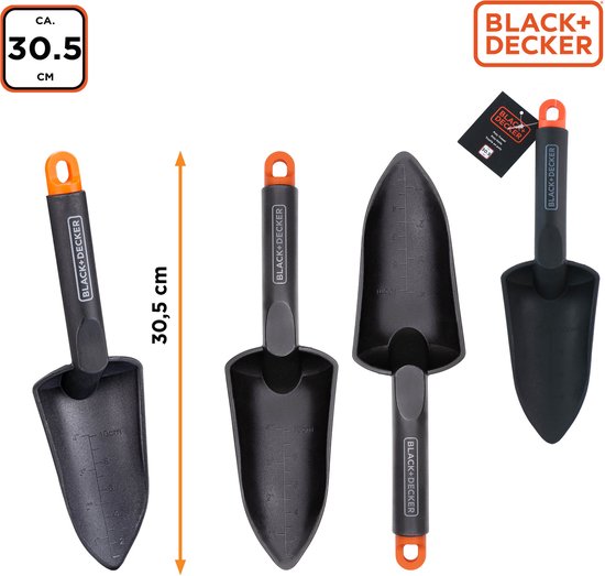 BLACK+DECKER Tuinschep - met Maataanduiding - Tuinschepje 30,5CM - Polypropyleen - Zwart/Oranje van BLACK+DECKER — afbeelding 4