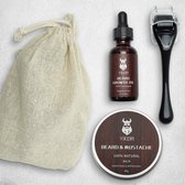 iFoulki Beard Growth Kit, Beard Derma Roller + Beard Growth Serum Oil + Beard Balm, cadeau parfait pour les hommes